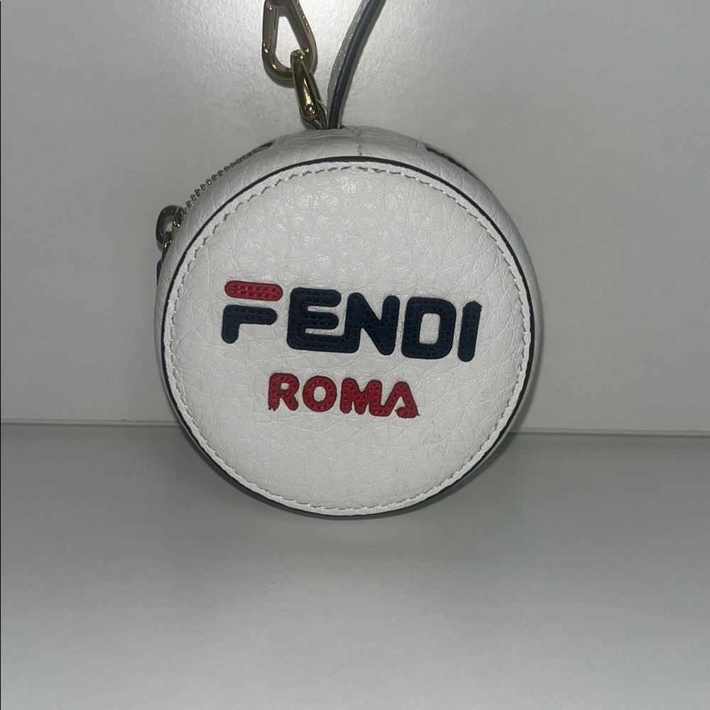 Fendi White Leather Coin Purse Charm